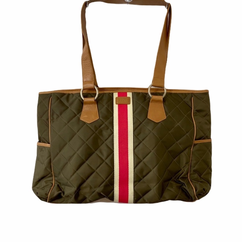 POUT Designer Baby Diaper Bag Quilted Large Brown